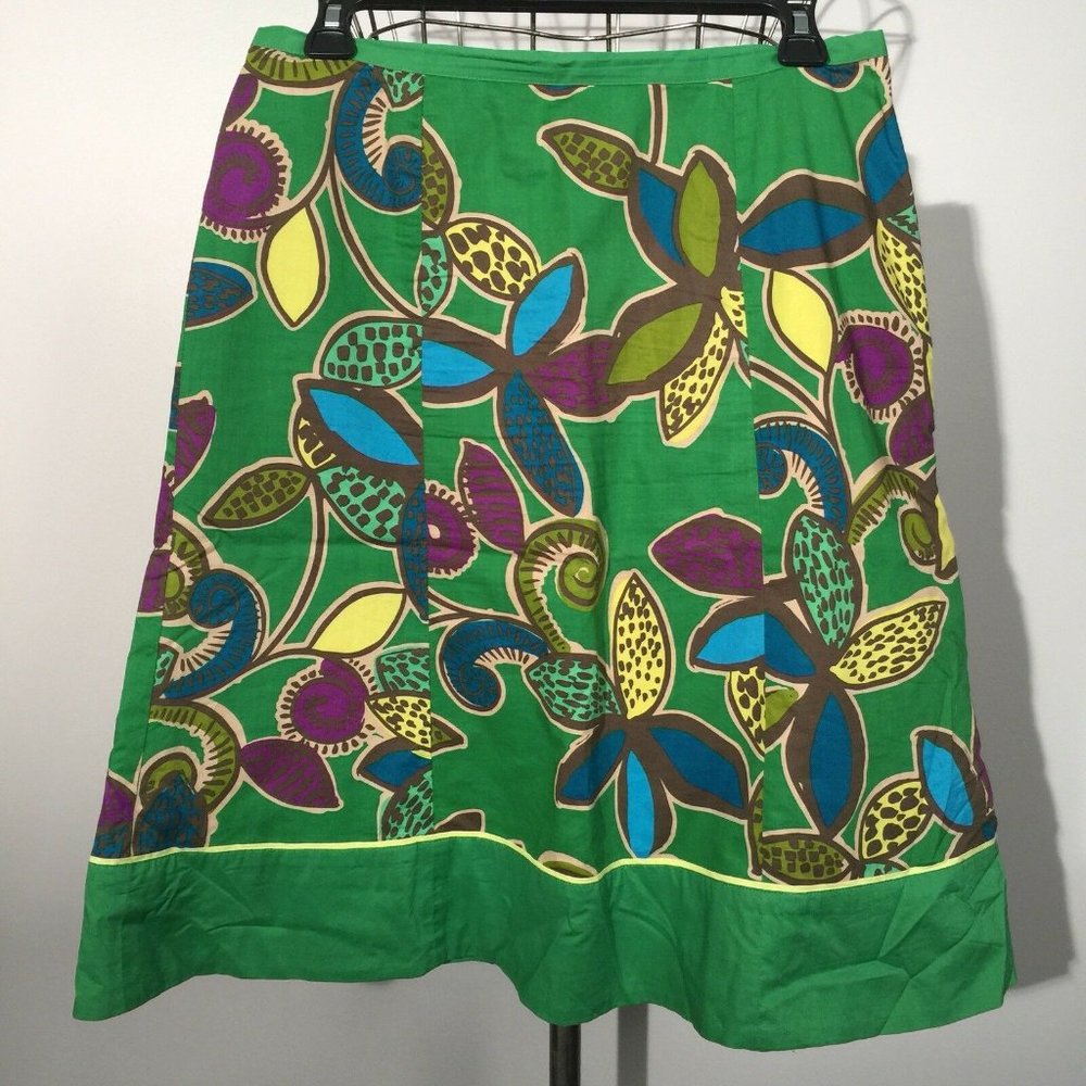 BODEN Green Floral A-Line Skirt US 6 = UK 10